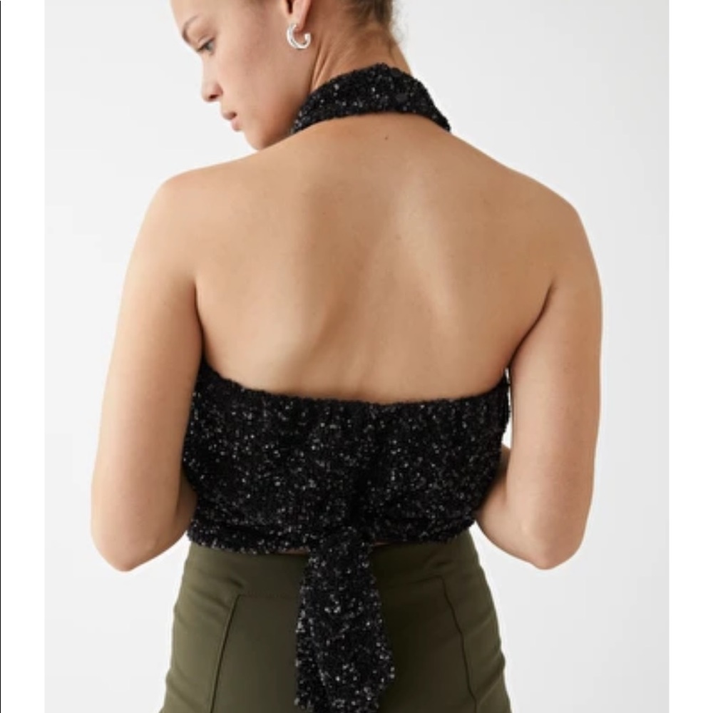 Sequin halter neck top